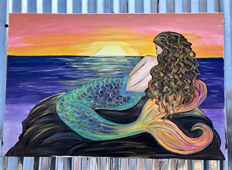 Mermaid Canvas Mermaid Painting Mermaid Canvas Mermaid Artwork