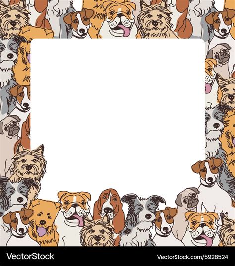 Group Color Dogs Empty Frame Border Royalty Free Vector