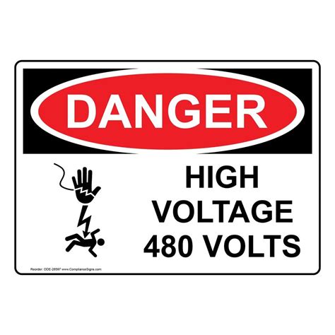 ComplianceSigns Com Danger High Voltage 480 Volts OSHA Safety Label