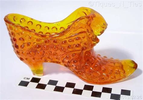 Vintage Fenton Amberina Hobnail Cat Head Slipper Shoe Art Glass Ff Fenton Shoe Art Glass