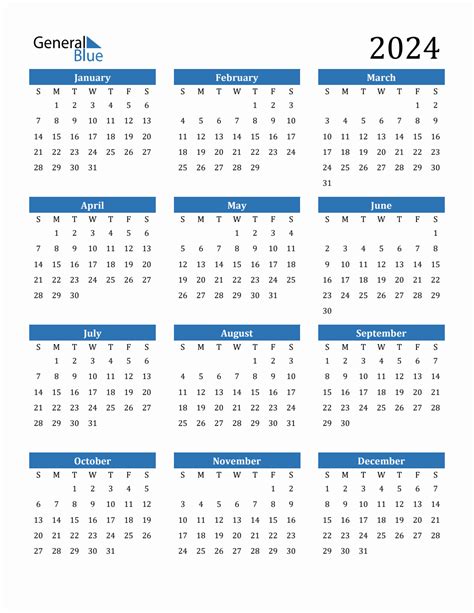 2024 Yearly Calendar Printable Full Year Calculator Free - Manon Rubetta