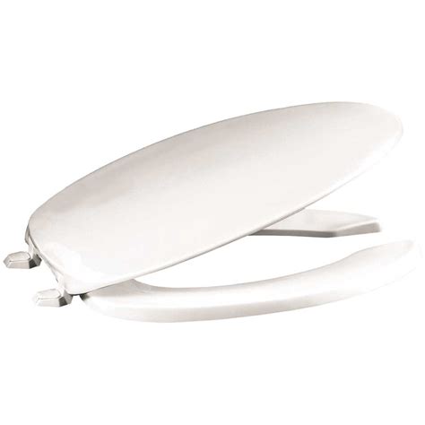 Heavy Duty Elongated Open Front Plastic Toilet Seat With Lid White Per