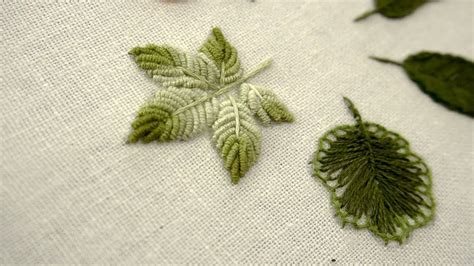 Hand Embroidery Leaves For Beginners 06 Types Of Leaves Youtube