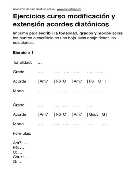 Ejercicios Curso Modificación Y Extensión Diatónicos Pdf Elementos