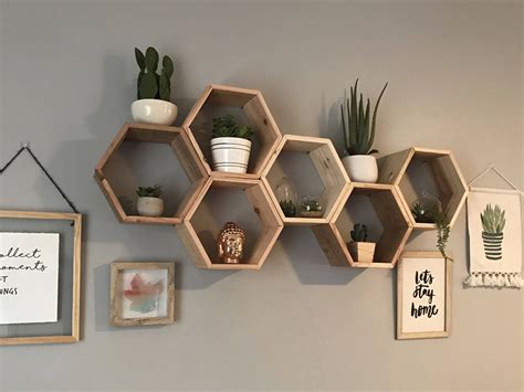 Home Decor Set Of 5 Medium 5 5 Deep Hexagon Shelves Honeycomb