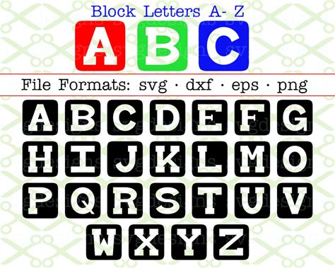Baby Blocks Svg Font Letters Cricut And Silhouette Files Svg Dxf Eps Png