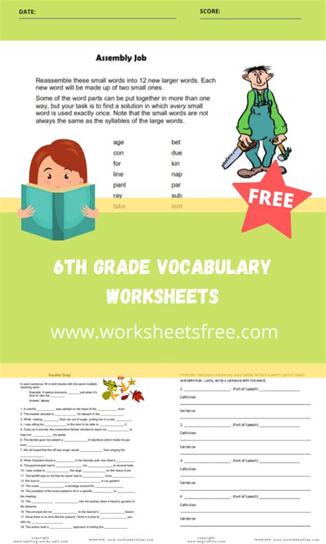 Th Grade Vocabulary Worksheets Printable Pdf