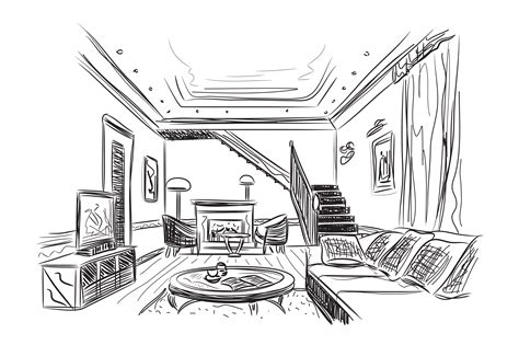 Room Interior Sketch Custom Designed Illustrations Creative Market