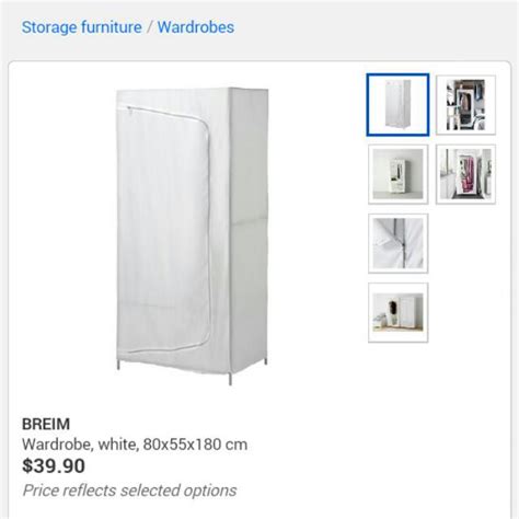 The wardrobe comes with a sturdy clothes rail and a fixed shelf. (RESERVED) Ikea BREIM Wardrobe, Furniture on Carousell