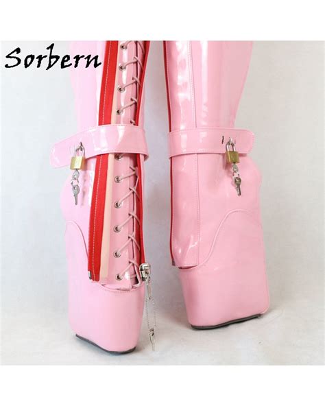 Sorbern Custom Wide Crotch Thigh High Boots Women Over The Knee Lockable Zipper Lace Up 4 Locks