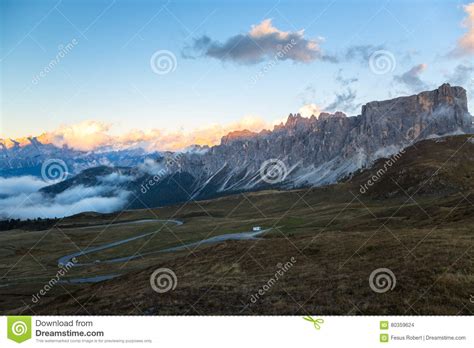 Mountain Road In Italy Alps Passo Giau Stock Photo Image Of Dolomite