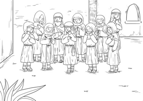 This collection of coloring pages depict scenes of the the miracle stories that jesus told. Jesus Heals Ten Men with Leprosy (Luke 17:11-19) coloring ...