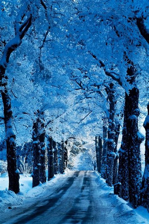 Blue Snow Road Stockholm Sweden Photo Via Mrswilson