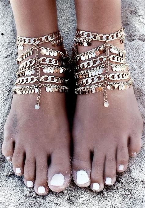 Gold Paillette Boho Anklet Anklets Boho Ankle Bracelets Foot Jewelry
