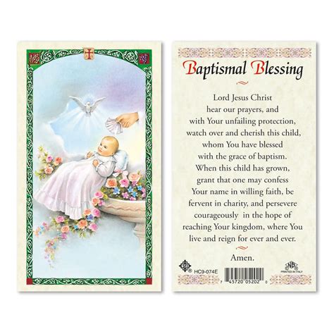 Laminated Holy Card Baptismal Blessing