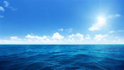 와이드 스크린 푸른 바다 바다 푸른 하늘 흰 구름 바다 풍경의 Hd 벽지 높은 정의 전체 화면을