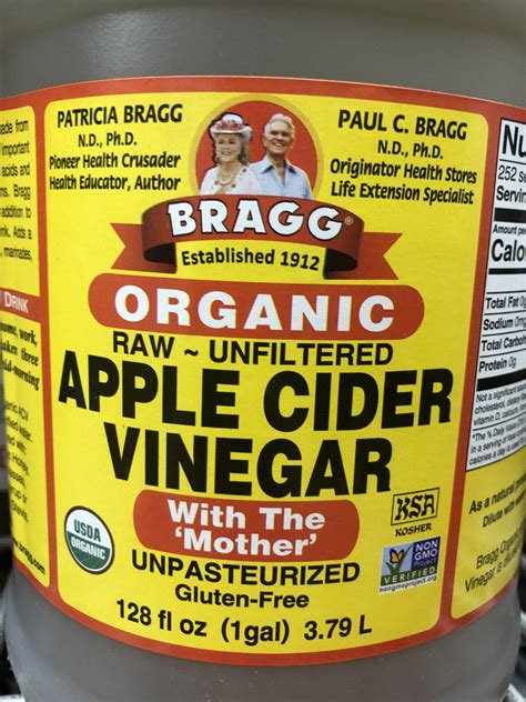 1 Gallon Bragg Organic Apple Cider Vinegar With Mother Raw Unfiltered
