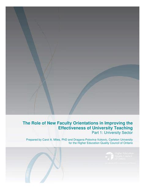 Pdf The Role Of New Faculty Orientations In Improving The