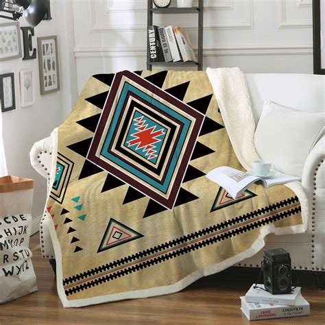 Geometric Printed Throw Blanket Bedspread Southwest Native American