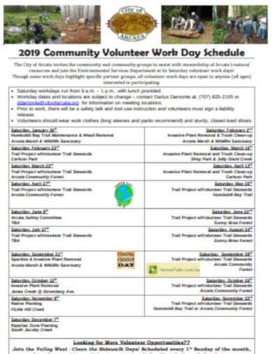 Volunteer Schedule 12 Examples Format Doc Pdf