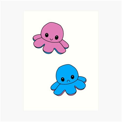 Happy And Sad Octopus Art Print For Sale By Katuse Redbubble
