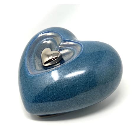 Ceramic Cremation Urn Heart With Magnetic Keepsake Blue Aesthetic Urns