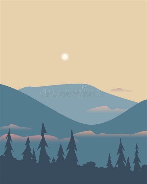 Mountain Valley Landscape Stock Vector Illustration Of Countryside