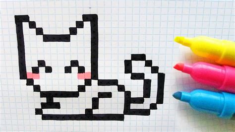 Handmade Pixel Art How To Draw Cute Cat Pixelart Youtube