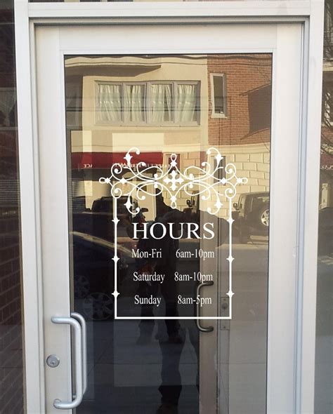 Store Front Sign With Your Hours Vinyl Decal Store Sign Etsy