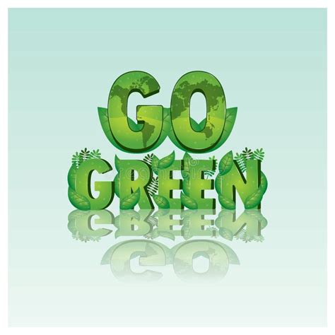 Go Green Lettering Design Vector Illustration Decorative Design Stock
