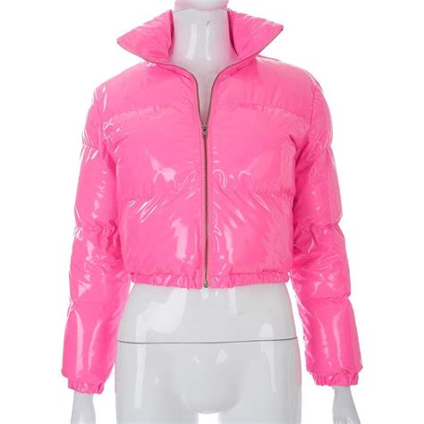 buy winter jacket women warm clothes slim short parka zip padded jacket outerwear pu leather