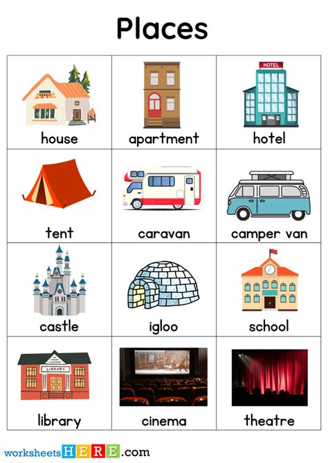 Places Names With Pictures Places Flashcards Pdf Worksheets For