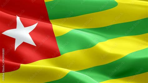 Togo Flag Motion Loop Video Waving In Wind Realistic Togolese Flag