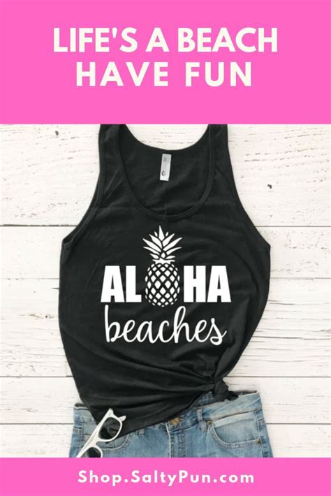 women s aloha beaches funny beach pun tank top beach puns beach humor aloha beaches