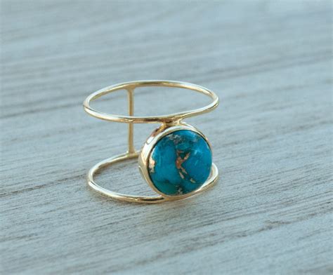 Turquoise Ringgold Ringstatement Ring Gemstone Ring Copper Etsy Uk