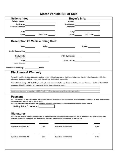 Motorcycle Bill Of Sale Template Pdf Pdf Template