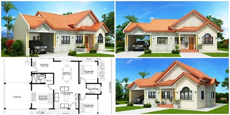 Single Story Three Bedroom House Plan Designed For 90 Square Meters