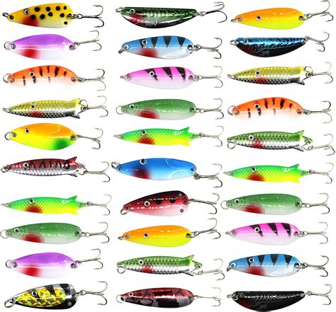 Fishing Spoons Metal Lures, 30pcs Colorful Casting Fishing ...