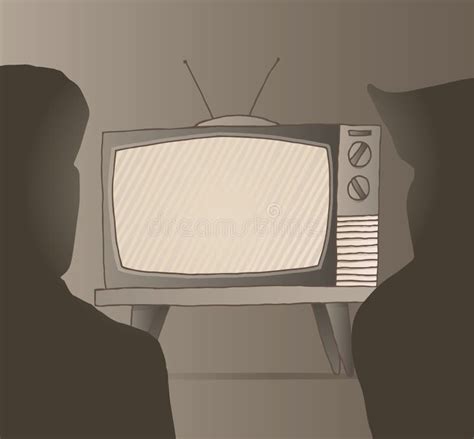 People Watching Old Vintage Tv Set Stock Vector Illustration Of