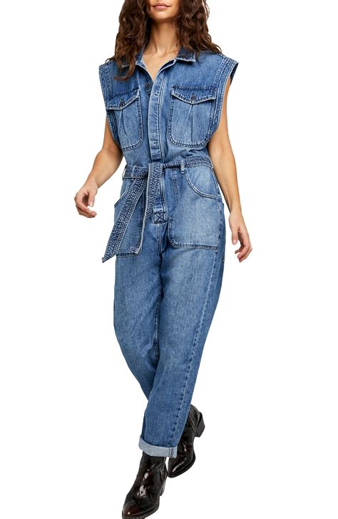 Womens Free People Sydney Sleeveless Nonstretch Denim Coveralls Size
