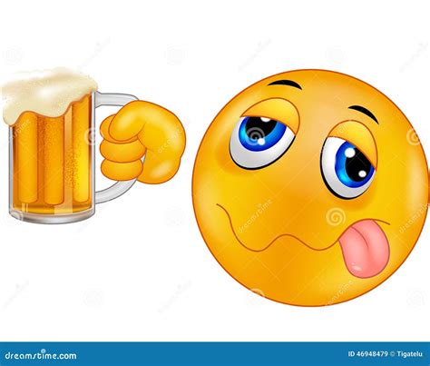 Cartoon Smiley Emoticon Holding Beer Stock Vector Illustration Of