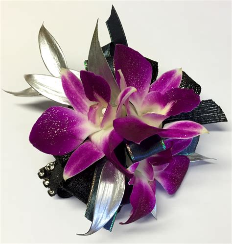 Silver Purple And Black Prom Flowers Prom Corsage Prom Ideas Prom