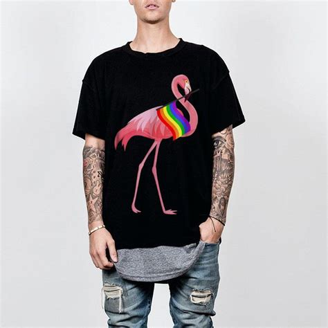 Awesome Gay Pride Pink Flamingo Lgbt Rainbow Flag Shirt Hoodie Sweater Longsleeve T Shirt