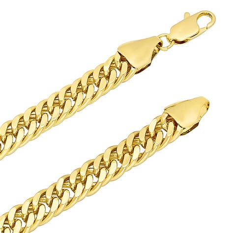 9mm 14k Gold Plated Double Cuban Link Curb Chain Ebay