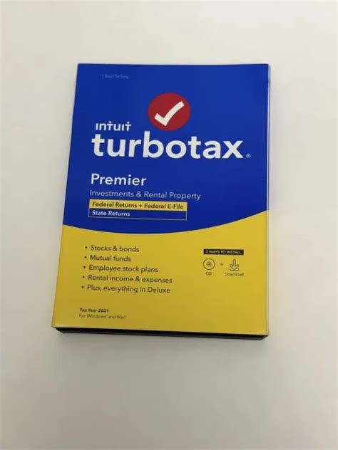 TURBOTAX PREMIER 2021 Federal State Tax Return With Federal E File