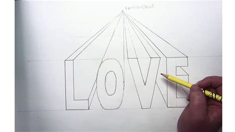 One Point Perspective 3d Word Drawing Youtube