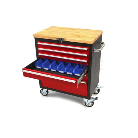 Hbm Profi Drawers Tool Trolley With Wooden Top Toolsidee Co Uk