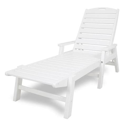 Shop Polywood Nautical White Plastic Patio Chaise Lounge Chair At