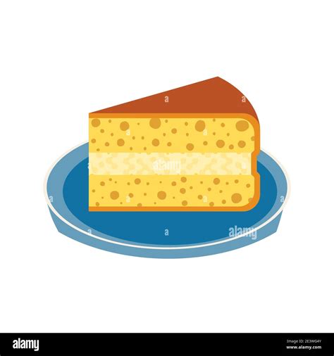 Homemade Cream Pie Slice On Plate Flat Vector Icon Stock Vector Image And Art Alamy