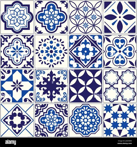 Vector Tile Pattern Lisbon Floral Mosaic Mediterranean Seamless Stock